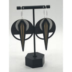 Architectural Lightweight Leather and Birch Earrings Naja Blk