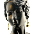 Karine Sultan 24K Gold Plated Black Crystal Dangle Earrings