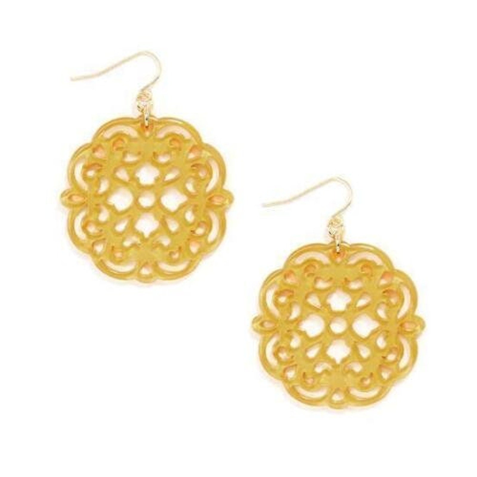 Drop Earrings with resin drop in Allure Cut-out design - Honey