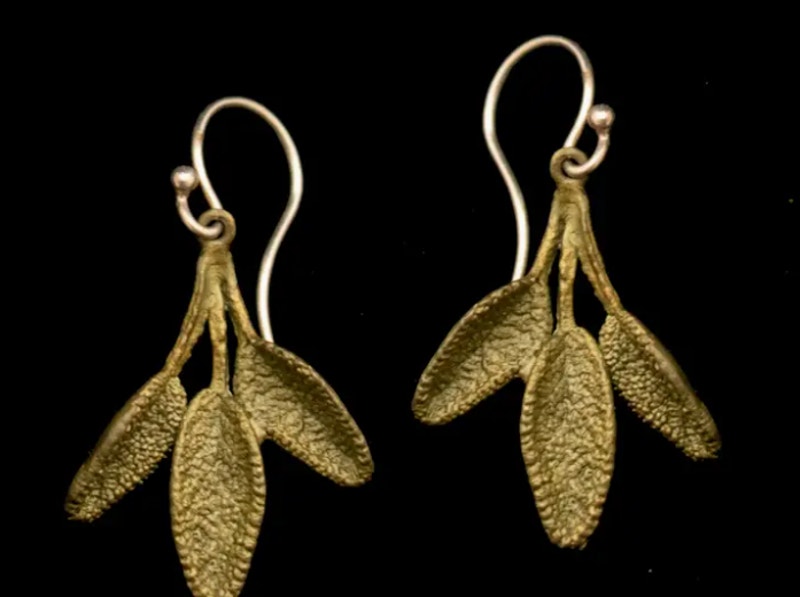 Michael Michaud Petite Herb Sage Wire Earrings