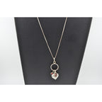 Vintage 925 Italy Sterling Silver Heart Garnet Pendant Necklace