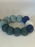 Erik &amp; Mike Handmade Medium Seed Bead Ball Blue Bracelets