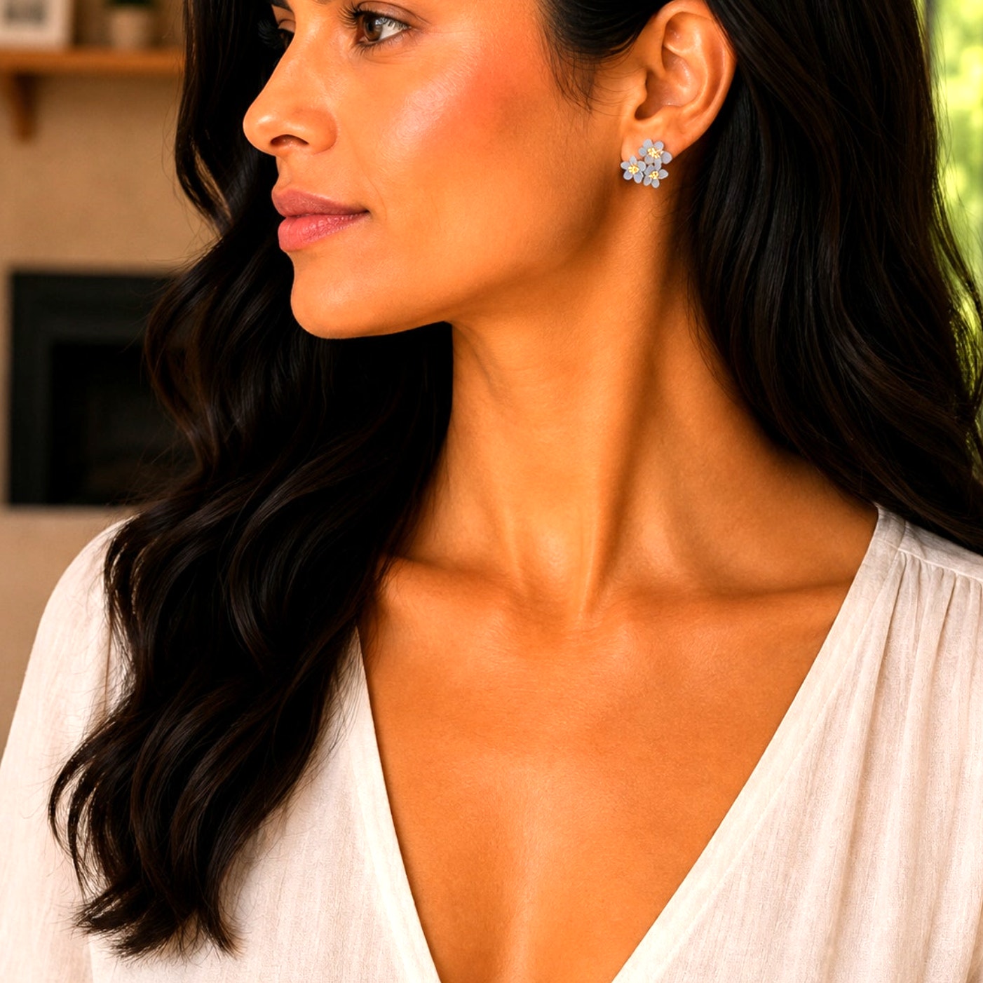 Michael Michaud Forget Me Not Triple Flower Post Earrings