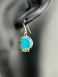 Turquoise Sterling Silver Dangle Drop Wire Earrings