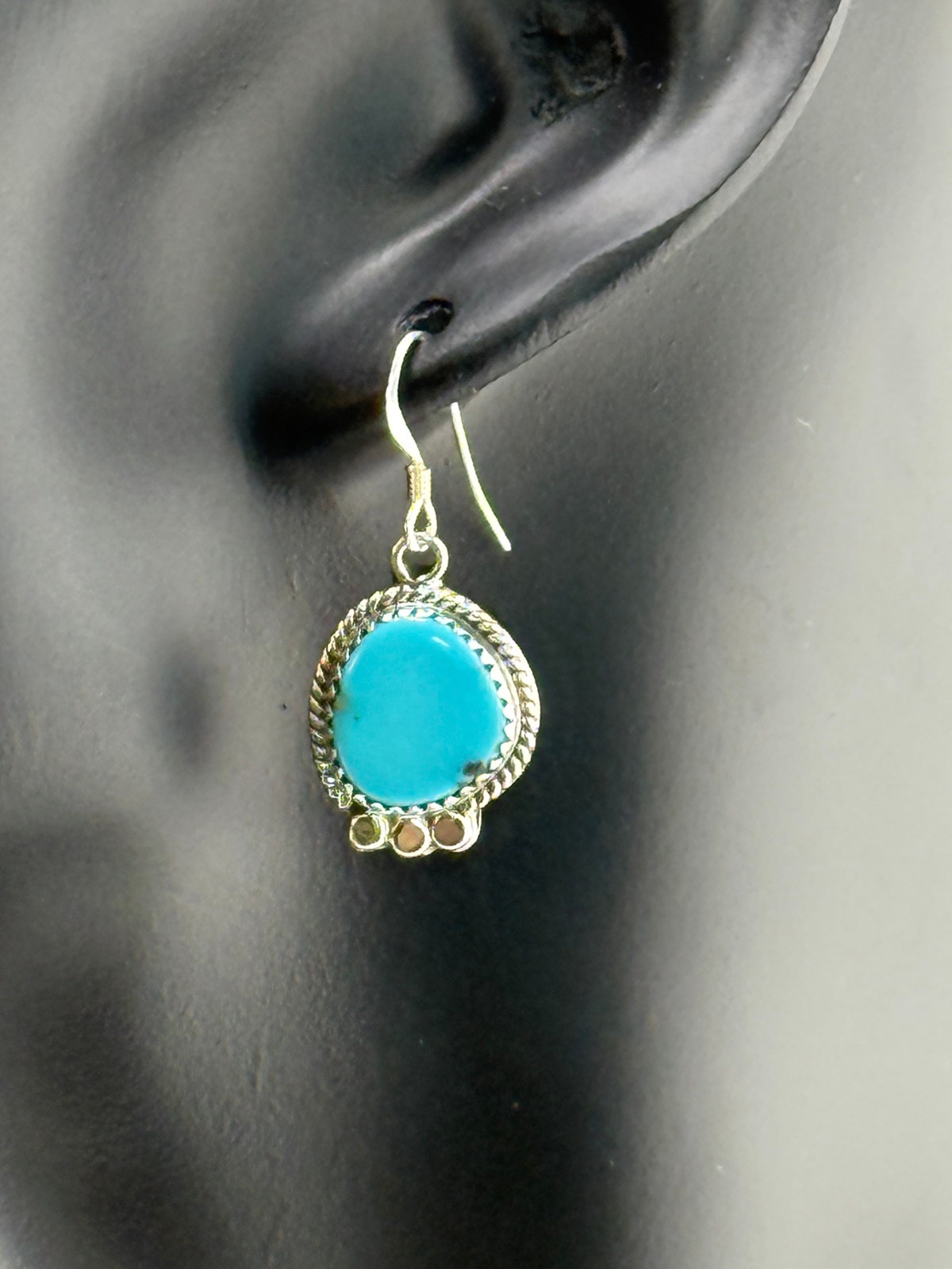 Turquoise Sterling Silver Dangle Drop Wire Earrings