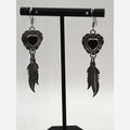 Vintage 925 Sterling Silver Nathan Fred Jr Hopi Feather Earrings