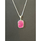 Sterling silver rough cut Ruby slice pendant necklace
