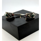 Zuni Malachite Coral Sterling Silver Watch Tip Band