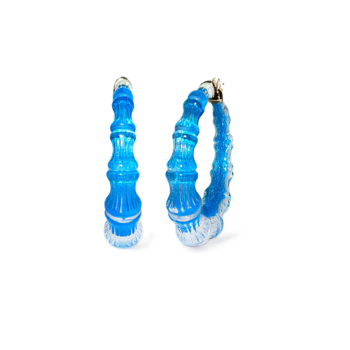 Gold & Honey Bamboo Illusion Lucite Hoop Earrings