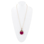 Barse Jewelry Flamenco Pink Magenta Agate Golden Pendant Necklace