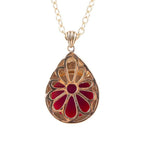 Barse Jewelry Flamenco Pink Magenta Agate Golden Pendant Necklace