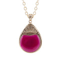 Barse Jewelry Flamenco Pink Magenta Agate Golden Pendant Necklace