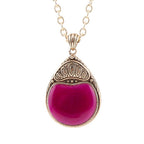 Barse Jewelry Flamenco Pink Magenta Agate Golden Pendant Necklace