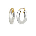 Gold & Honey Glitter Flat Oval Lucite Hoop Earrings