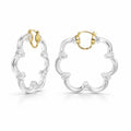 Gold & Honey Flower Bamboo Lucite Hoop Earrings