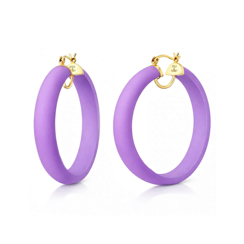 Gold & Honey Frosted Lucite Hoop Earrings