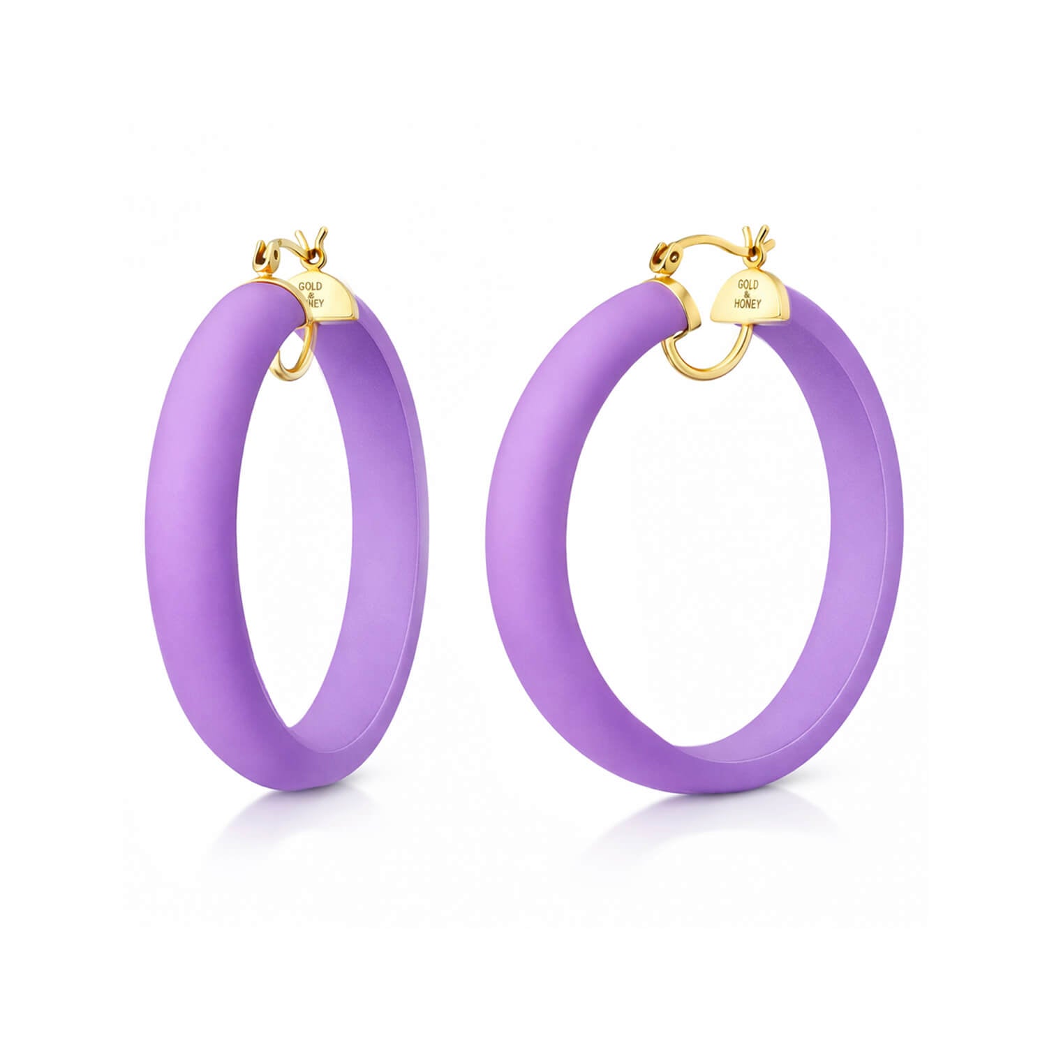 Gold & Honey Frosted Lucite Hoop Earrings