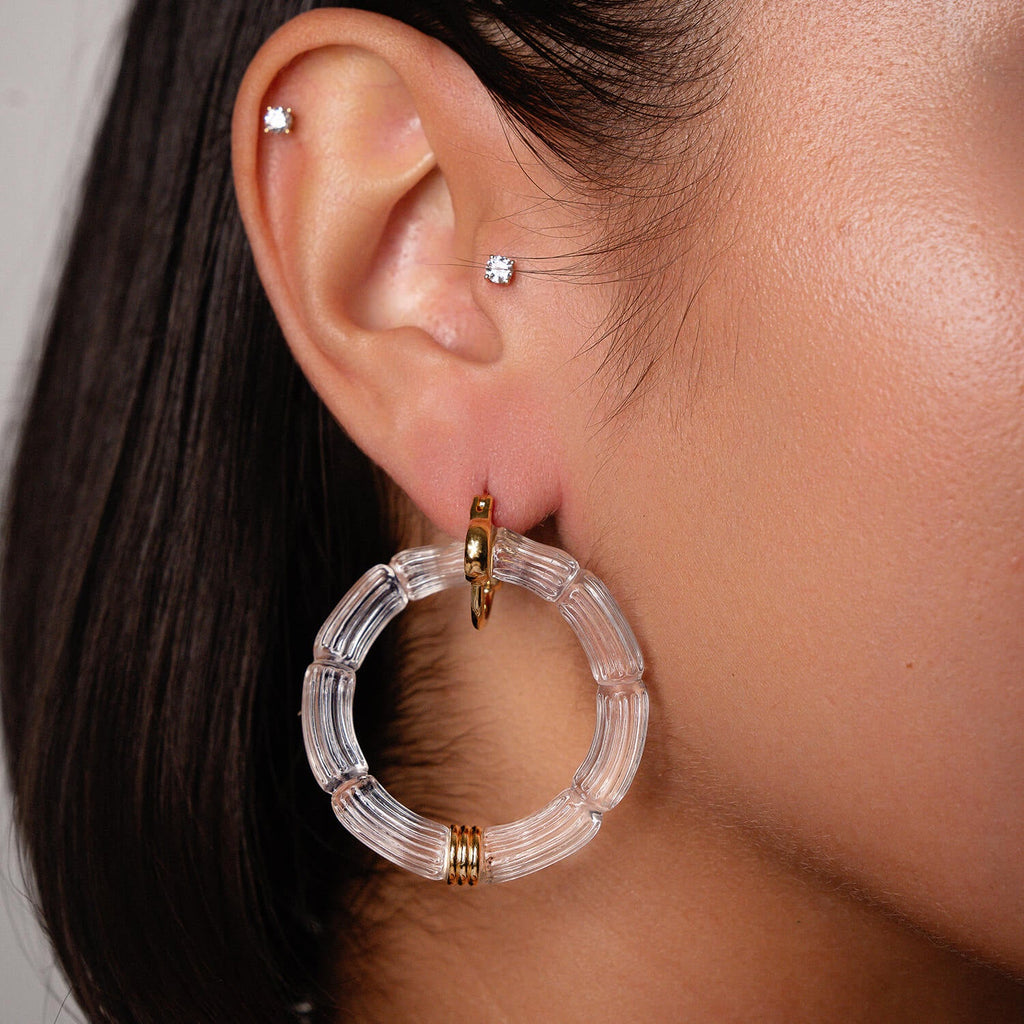 Gold & Honey Gala Bamboo Lucite Earrings