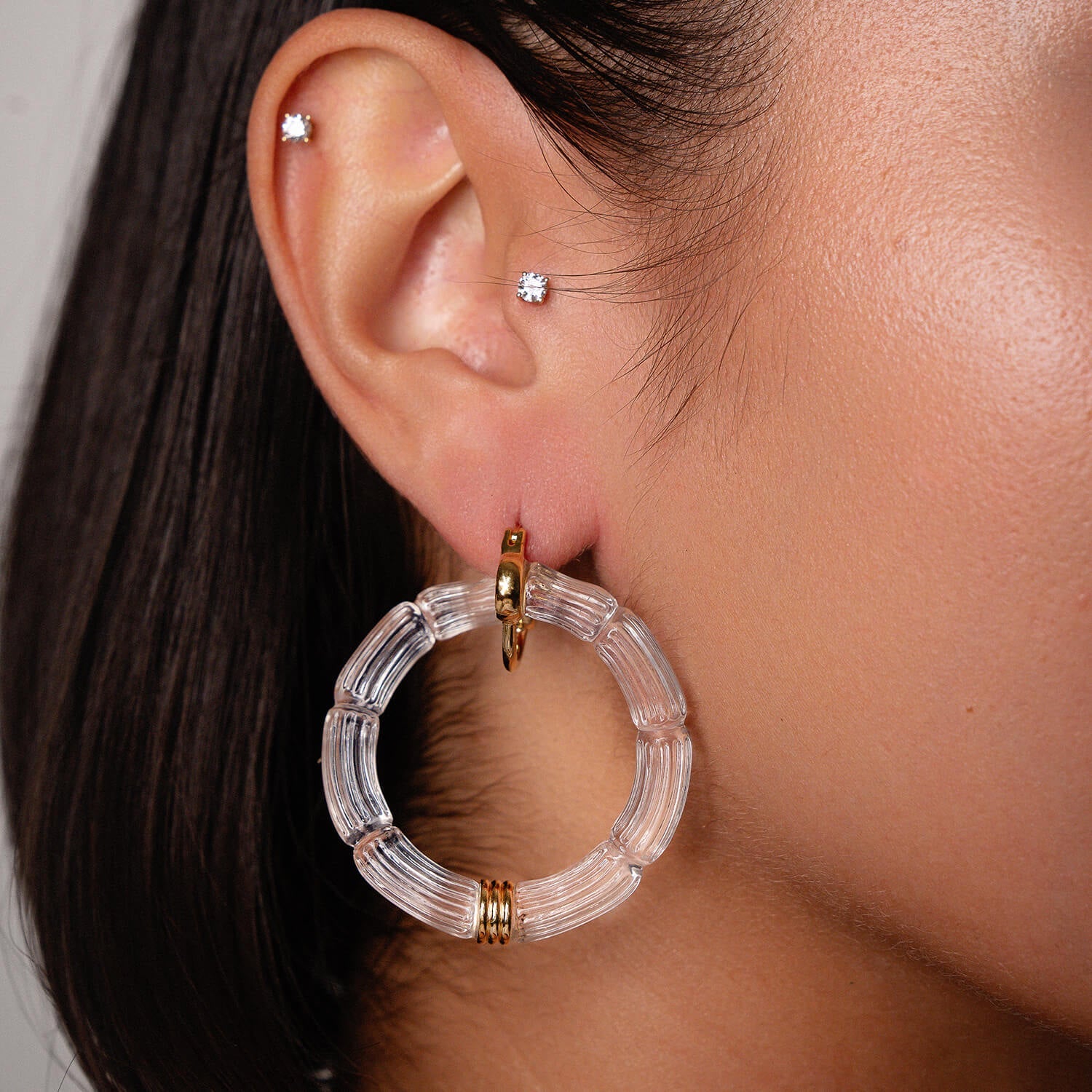 Gold & Honey Gala Bamboo Lucite Earrings