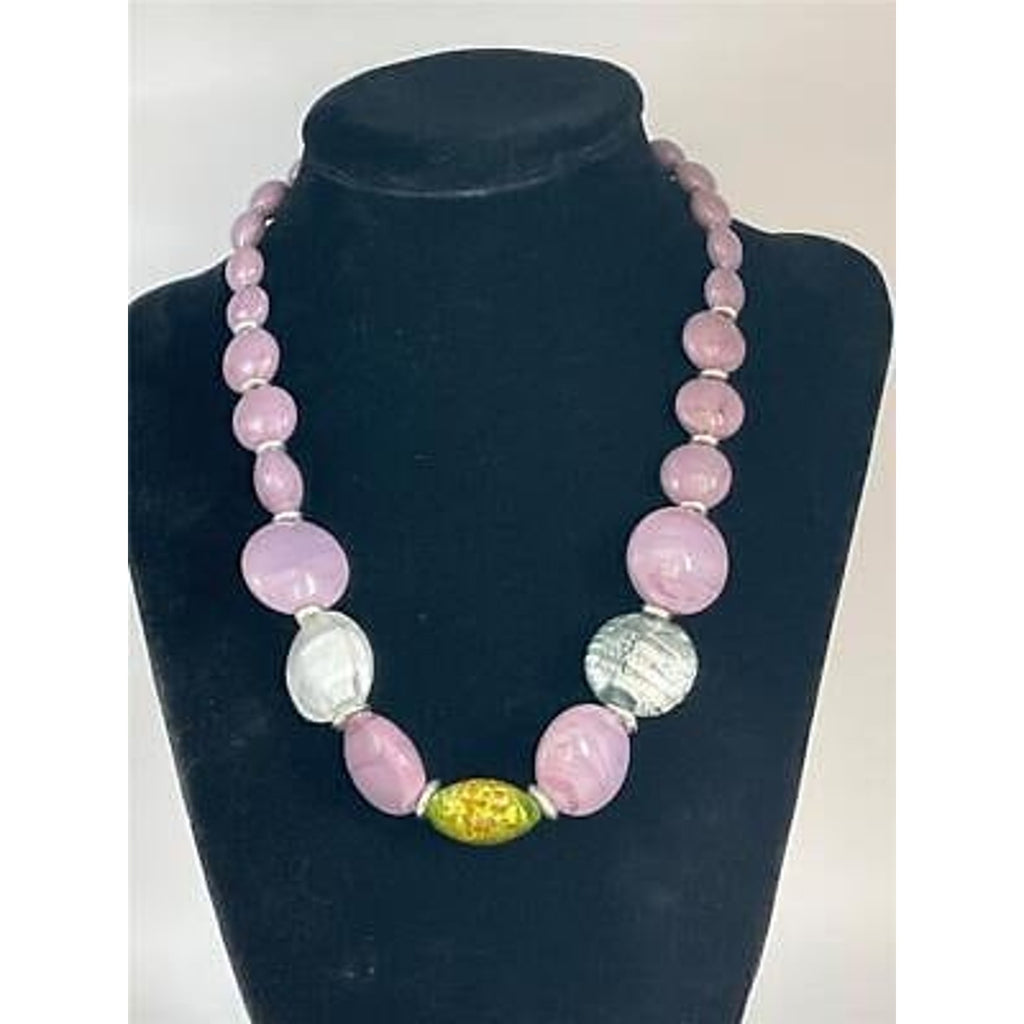 Genuine Certified Murano Lavender or Lilac Colored Glass Beaded Necklace - Sarasotabydesign