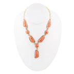 Barse Jewelry Genuine Orange Sponge Coral Golden Abstract Statement Necklace