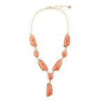 Barse Jewelry Genuine Orange Sponge Coral Golden Abstract Statement Necklace