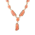 Barse Jewelry Genuine Orange Sponge Coral Golden Abstract Statement Necklace