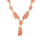 Barse Jewelry Genuine Orange Sponge Coral Golden Abstract Statement Necklace