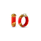 Gold & Honey Mini Gold Leaf Lucite Hoop Earrings