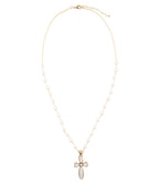 Barse Jewelry Las Cruces White Pearl Cross Pendant Necklace