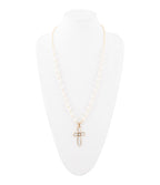 Barse Jewelry Las Cruces White Pearl Cross Pendant Necklace