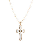 Barse Jewelry Las Cruces White Pearl Cross Pendant Necklace