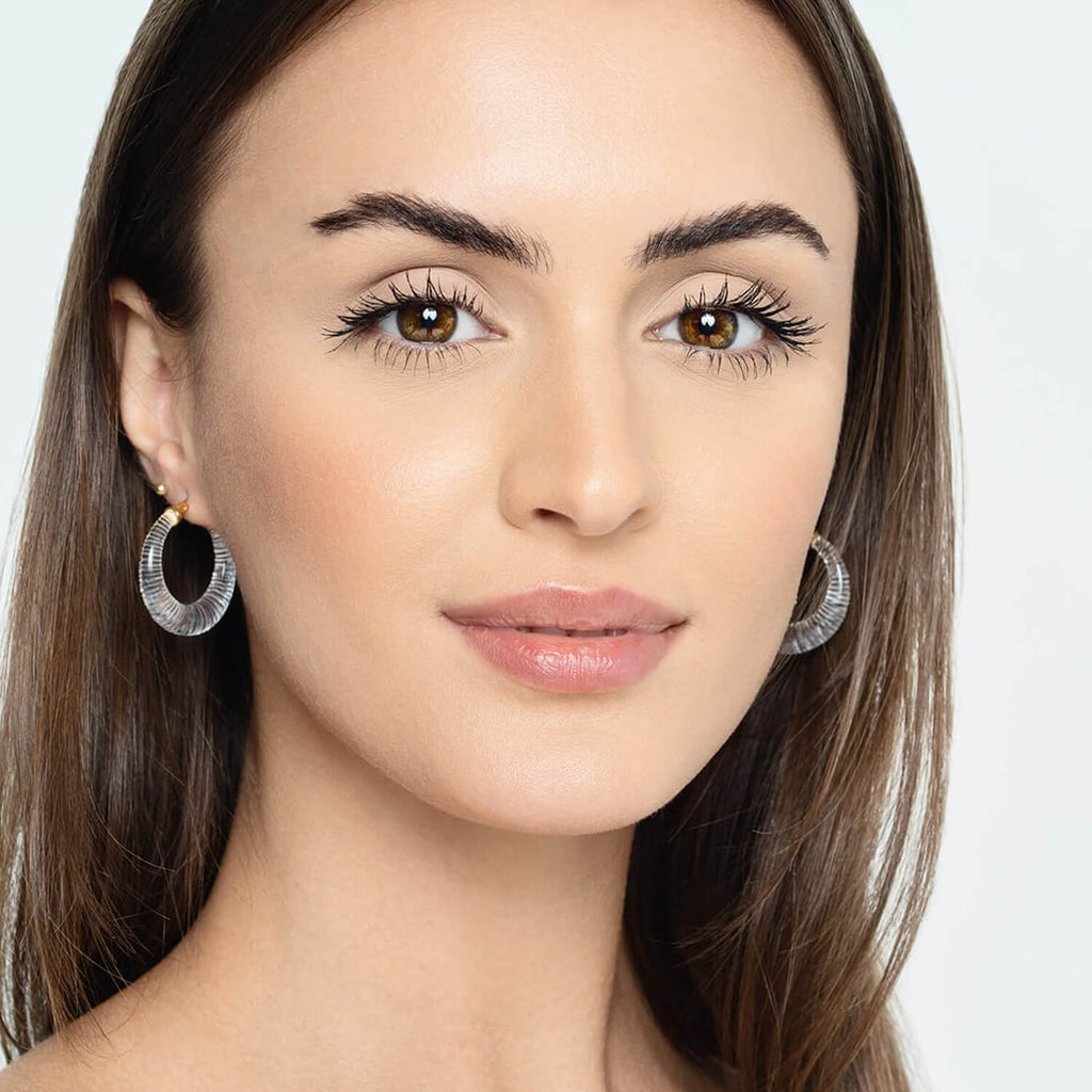 Gold & Honey Painted Graduated Lucite Hoop Earrings