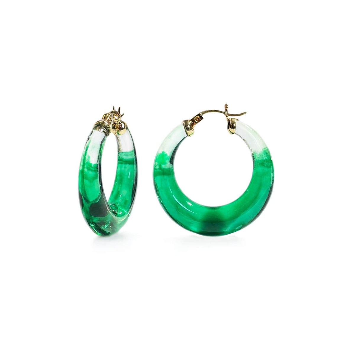 Gold & Honey Painted Graduated Lucite Hoop Earrings