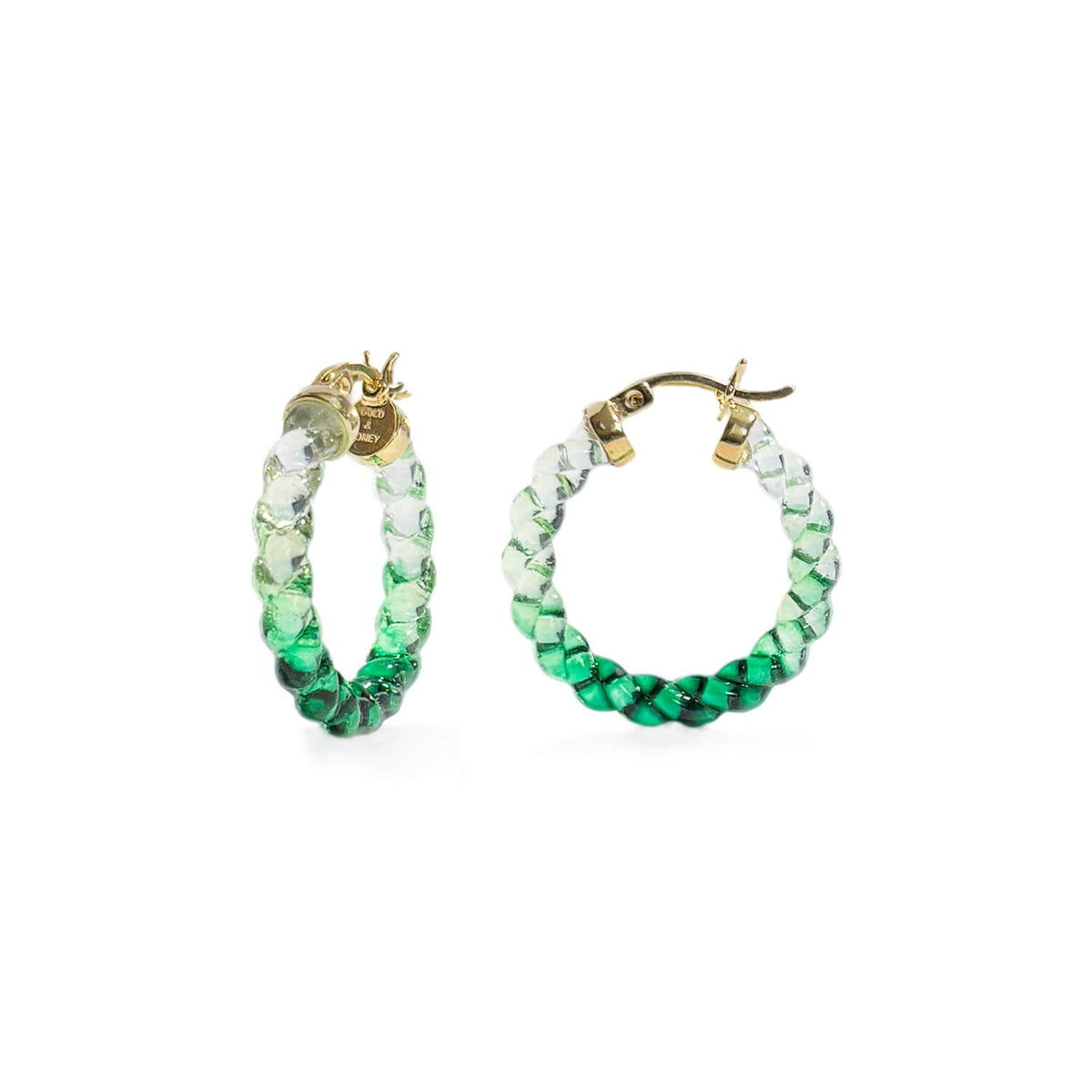 Gold & Honey Painted Mini Rope Lucite Hoop Earrings