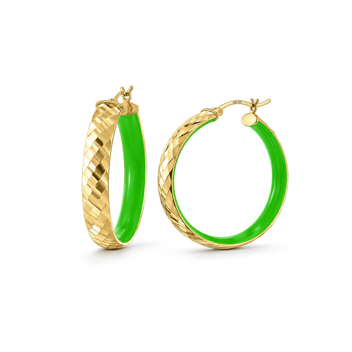 Gold & Honey Enamel Hammered Hoop Earrings