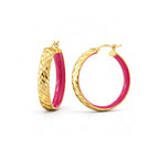 Gold & Honey Enamel Hammered Hoop Earrings