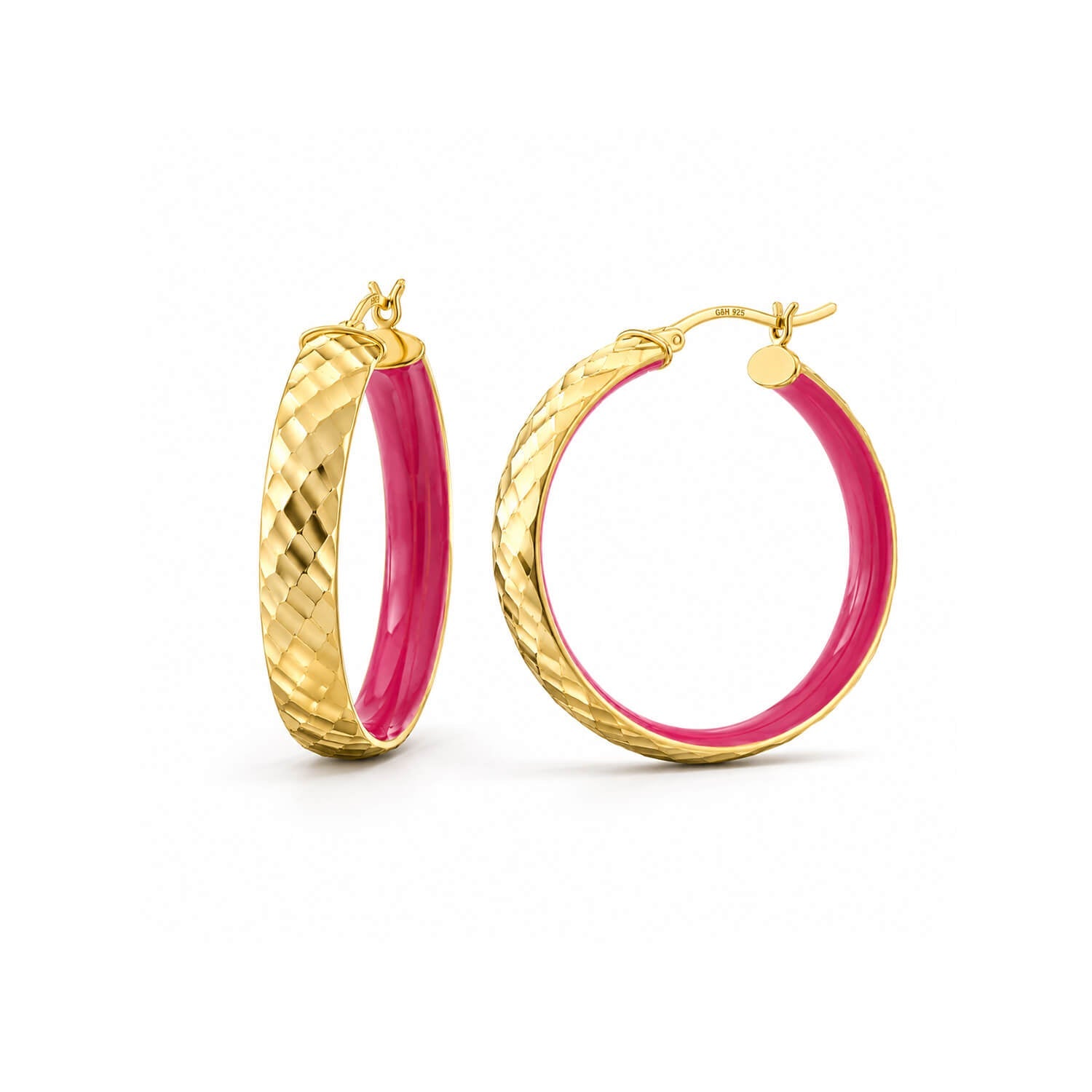 Gold & Honey Enamel Hammered Hoop Earrings