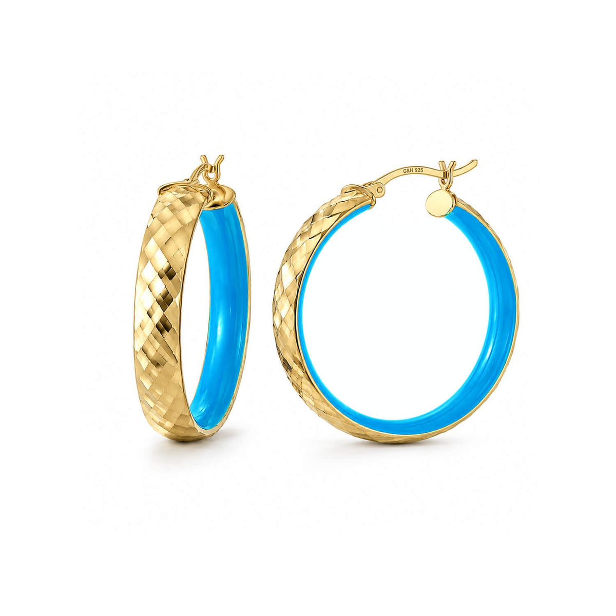 Gold & Honey Enamel Hammered Hoop Earrings