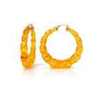 Gold & Honey Honey Lucite Bamboo Hoop Earrings