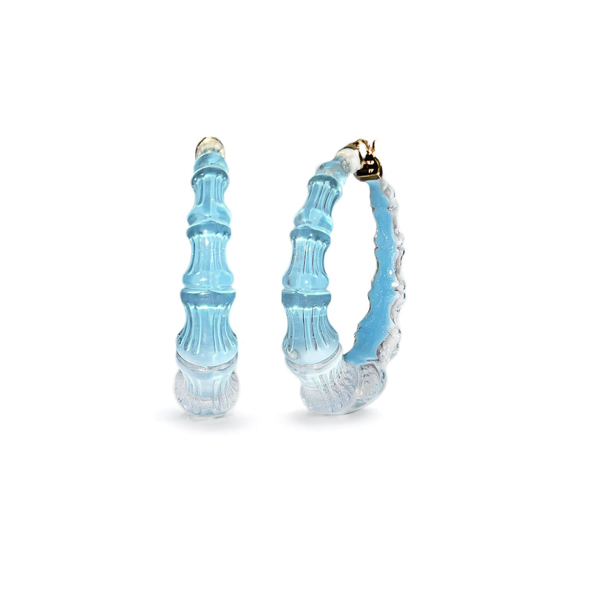 Gold & Honey Bamboo Illusion Lucite Hoop Earrings