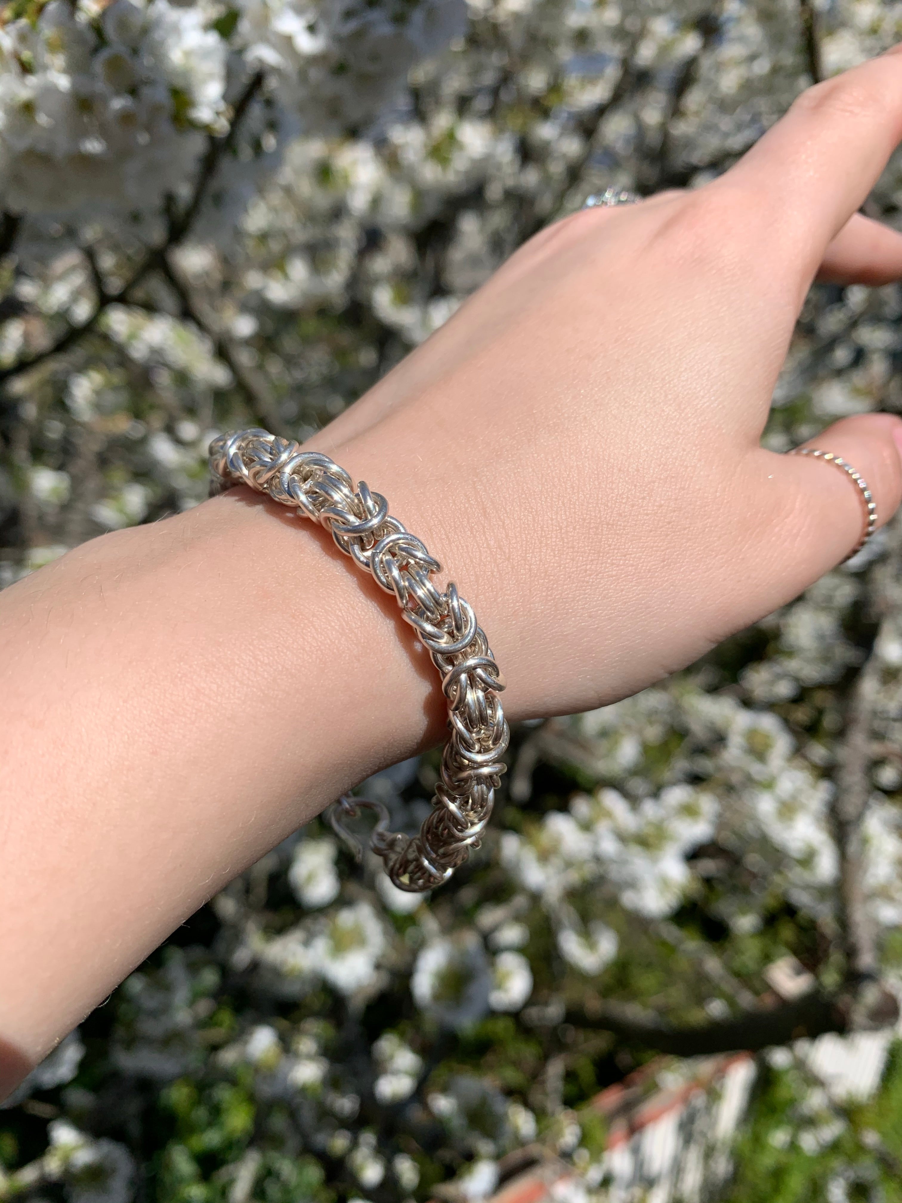 Alison Morse Chunky Byzantine Chainmaille Bracelet in Silver