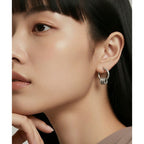 Jane Diaz Sterling Silver Ring Stud with Moving Rings Earrings - Sarasotabydesign