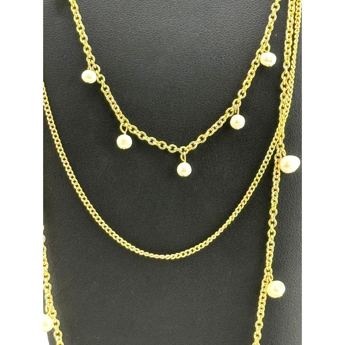 Karine Sultan Delicate Multi Layer Necklace w/ Pearl Accent - Sarasotabydesign