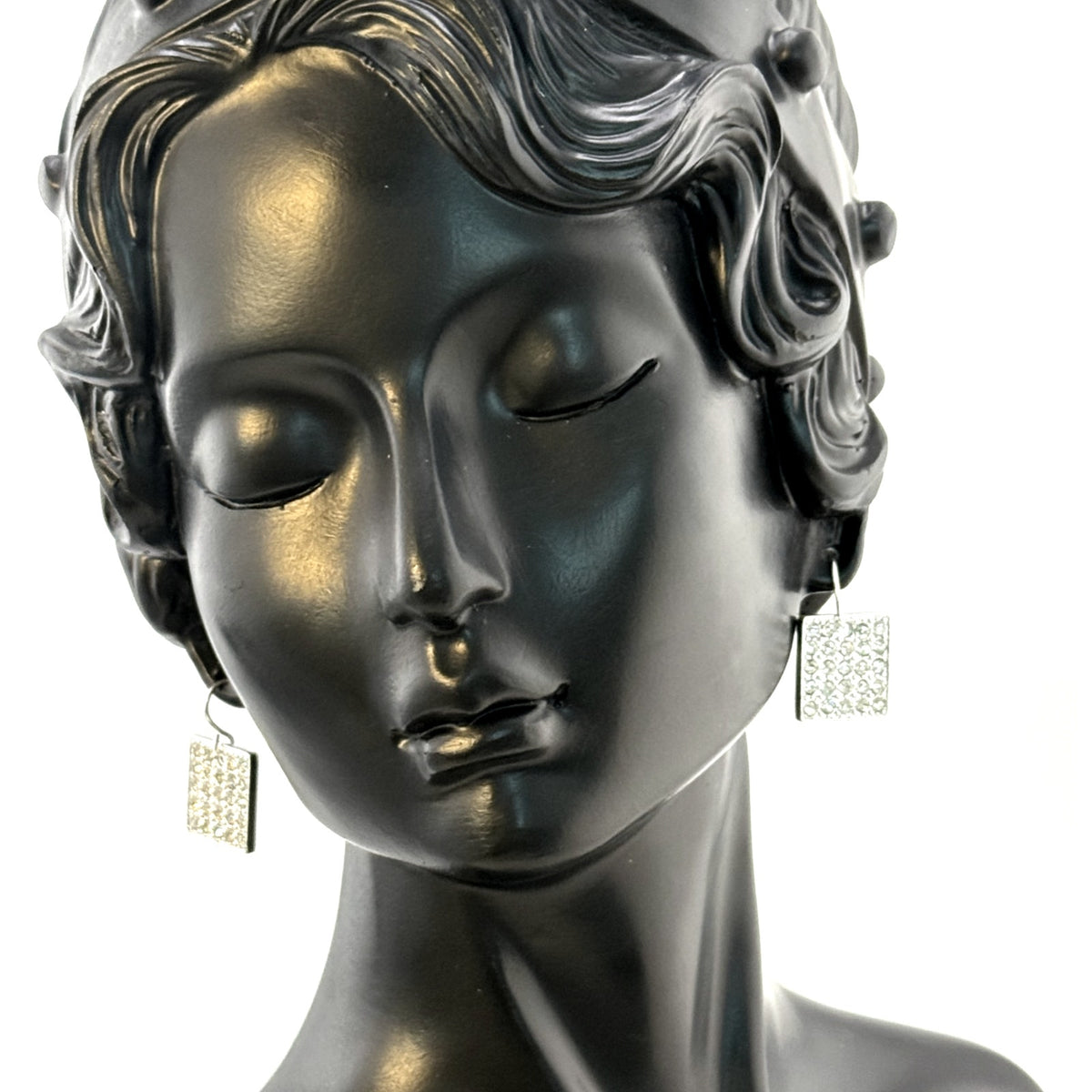 Karine Sultan Silver Square Pave Dangle Earrings