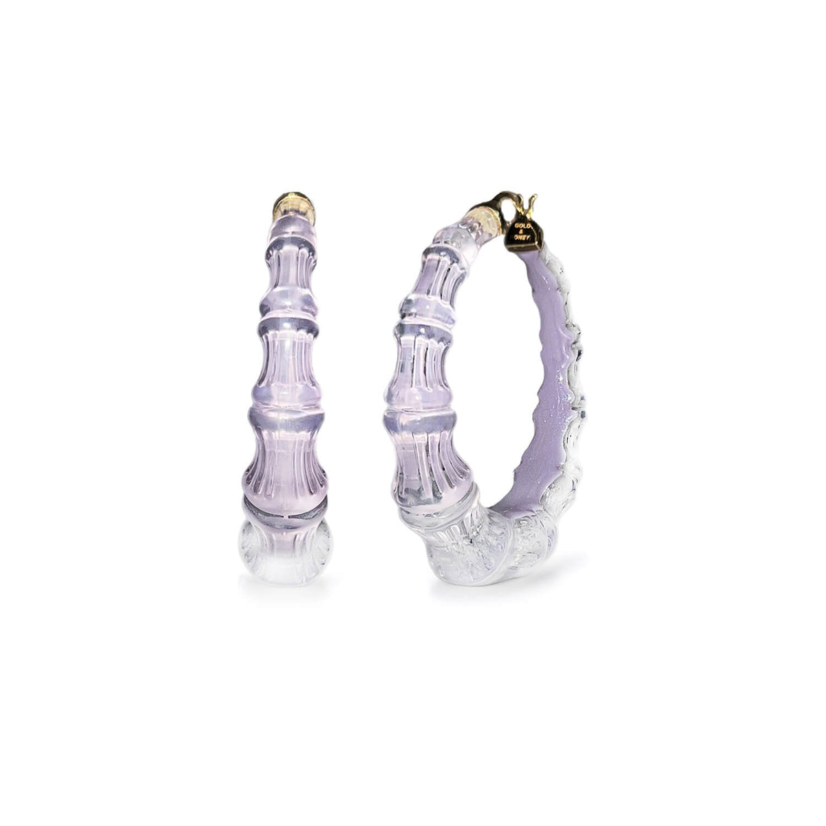 Gold & Honey Bamboo Illusion Lucite Hoop Earrings