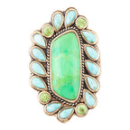 Barse Jewelry Legacy Lime Green and Blue Turquoise Golden Statement Ring