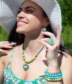 Barse Jewelry Legacy Lime Green and Blue Turquoise Golden Statement Ring