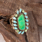 Barse Jewelry Legacy Lime Green and Blue Turquoise Golden Statement Ring