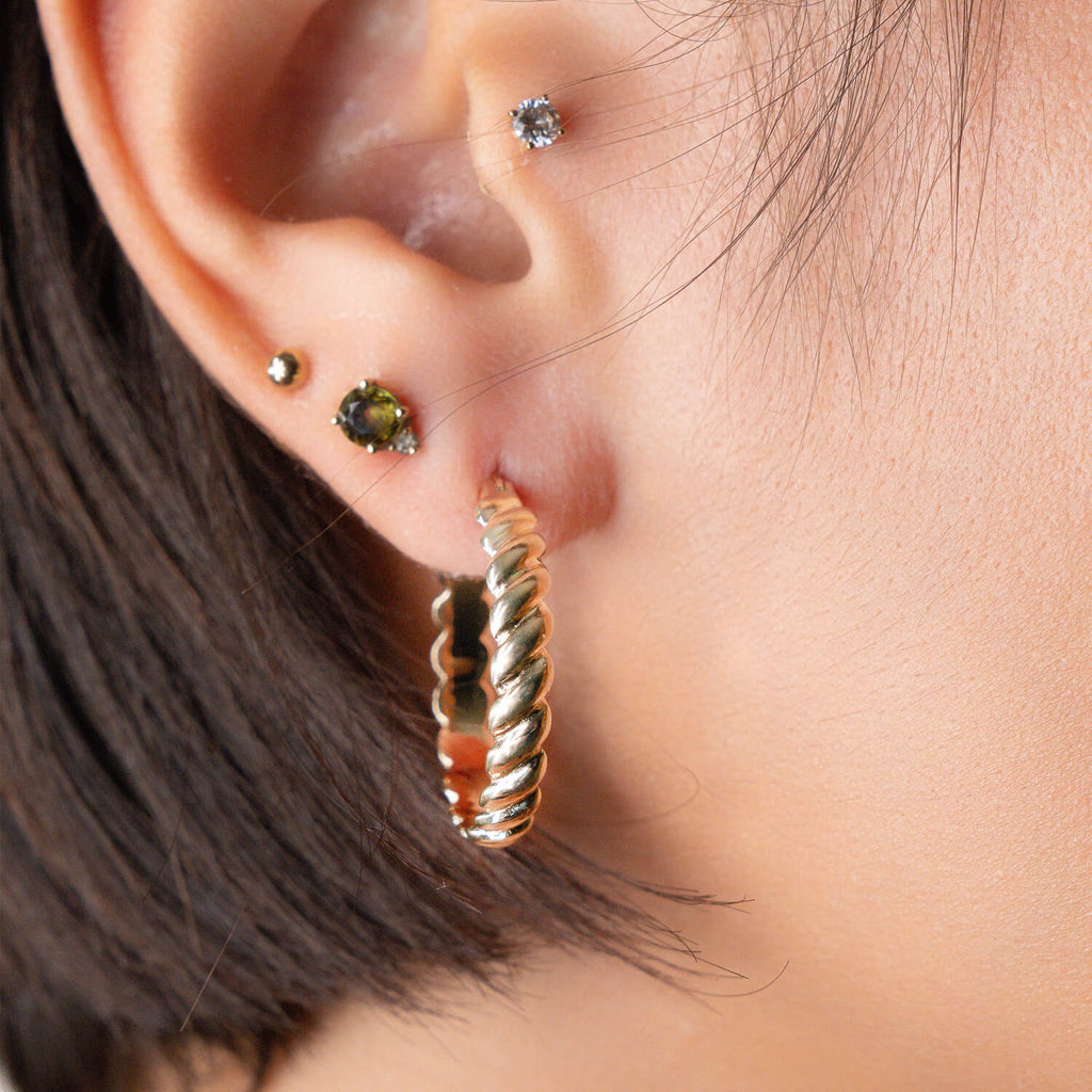 Gold & Honey Twist Hoop Earrings